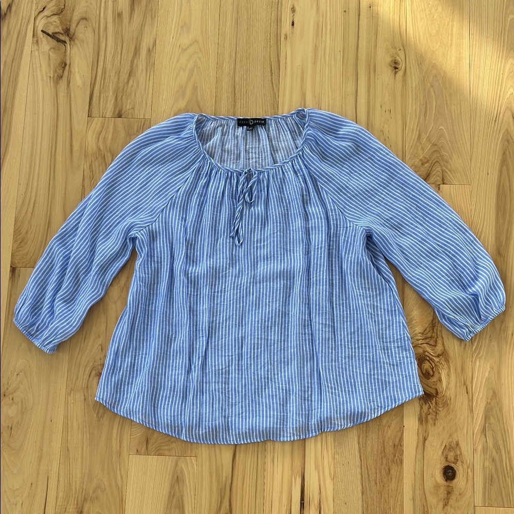 Fred David Stripped Blue Business Casual Size XL Shirt